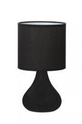 Orsina Black Ceramic Table Lamp, Sleek Droplet-Shaped Ceramic Base With Black Fabric Drum Shade, E14 Bulb - thumbnail 2