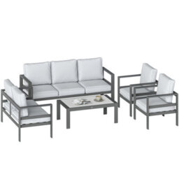 Outsunny Aluminium Garden Furniture Sofa Set With Olefin Cushions, Dark Grey - thumbnail 2