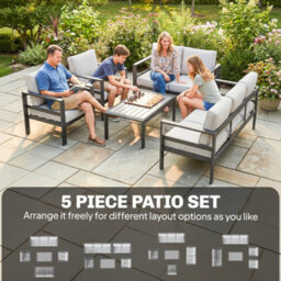Outsunny Aluminium Garden Furniture Sofa Set With Olefin Cushions, Dark Grey - thumbnail 9