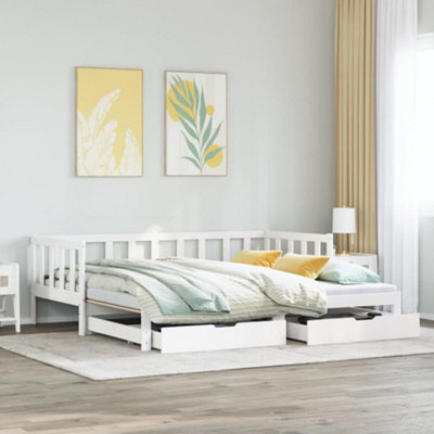 Berkfield Daybed With Trundle And Drawers Without Mattress White 90X190 Cm Single - image 1
