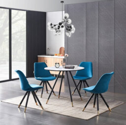 Life Interiors Sofia Dorchester Lux Dining Set, A Table And Chairs Set Of 4, White/blue - thumbnail 2
