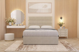 Somnior Beds Somnior Chambery Natural Tweed Hybrid Pocket Sprung Orthopaedic Divan Bed Set With Upholstered Headboard - thumbnail 1