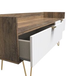 Linear Ready Assembled White Oak Effect Media Unit With 2 Drawers, (H)128Cm X (W)51.5Cm X (D)39.5Cm - thumbnail 4
