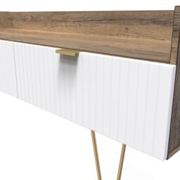 Linear Ready Assembled White Oak Effect Media Unit With 2 Drawers, (H)128Cm X (W)51.5Cm X (D)39.5Cm - thumbnail 3