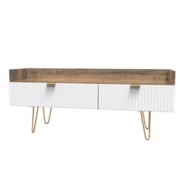 Linear Ready Assembled White Oak Effect Media Unit With 2 Drawers, (H)128Cm X (W)51.5Cm X (D)39.5Cm - thumbnail 2