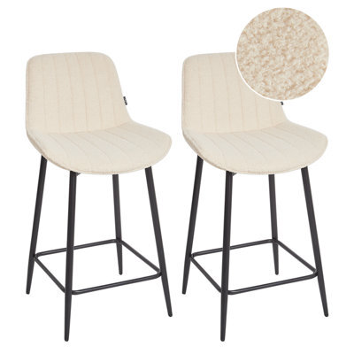 Beliani Set Of 2 Bar Chairs Dubrovnik Boucle Light Beige - image 1