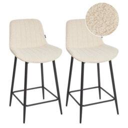 Beliani Set Of 2 Bar Chairs Dubrovnik Boucle Light Beige - thumbnail 1