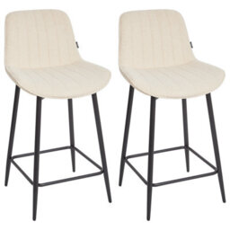Beliani Set Of 2 Bar Chairs Dubrovnik Boucle Light Beige - thumbnail 4