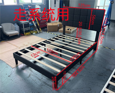 Yaheetech 120 X 190 Cm Small Double Upholstered Bed Frame, Modern Platform Bed Frame, Light Grey