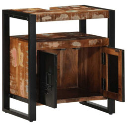 Berkfield Industrial Bathroom Sink Cabinet 55X35X60 Cm Solid Wood Reclaimed - thumbnail 1