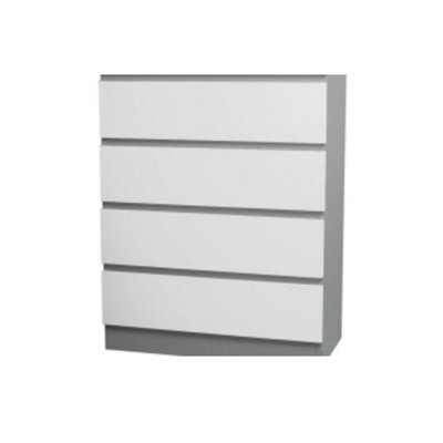 Urbn-Living Urbnliving 89Cm Height 4 White Drawer Skagen Grey Wooden Bedroom Chest Cabinet No Handle Storage Cupboard - image 1