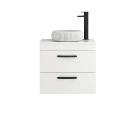 Royal Bathrooms Turin 800mm Wall Mounted Bathroom Vanity Unit With Sink 2 Drawer Gloss White & Milan Countertop Basin - thumbnail 5