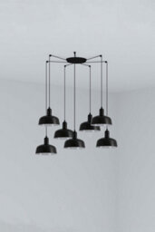 Luminosa Lighting Luminosa Tatawin Small Cluster Pendant Ceiling Light Black, Gloss Black 7X E27