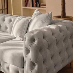 Sofaya Monaco Chesterfield 6 Seater Chaise Sofa Light Grey Velvet L Shaped Corner - Left Hand Deep Buttoned Upholstery Couch Lounge - thumbnail 6