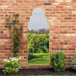 Mirroroutlet The Arcus Gold Arched Leaner Wall Garden Mirror 180X 70Cm