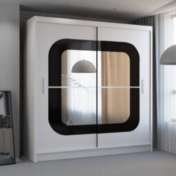 Sliding Wardrobes 4 u LTD Sliding Wardrobes 4U Leagues Freestanding Double Sliding Door Wardrobe - White/black (H)217Cm, (W)203Cm - thumbnail 1