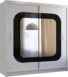 Sliding Wardrobes 4 u LTD Sliding Wardrobes 4U Leagues Freestanding Double Sliding Door Wardrobe - White/black (H)217Cm, (W)203Cm - thumbnail 2