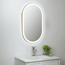Astini Martha 800mm Led Touch Demist Oval Mirror, Brushed Brass, Frameless
