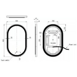 Astini Martha 800mm Led Touch Demist Oval Mirror, Brushed Brass, Frameless - thumbnail 3