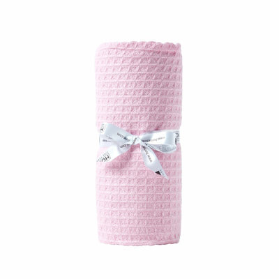 Homescapes Organic Cotton Waffle Baby Blanket Pink, 125 X 150 Cm - image 1