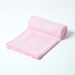Homescapes Organic Cotton Waffle Baby Blanket Pink, 125 X 150 Cm - thumbnail 2