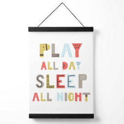 Artze Wall Art Cute Play All Day Scandi Quote Art Print With Black Frame Size: A4 - thumbnail 1