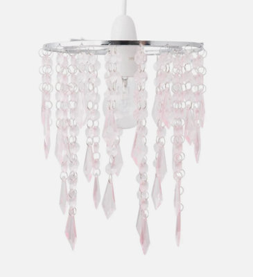 Modern Ceiling Lightshade Pendant Shade Chrome With Pink Acrylic Jewels - image 1