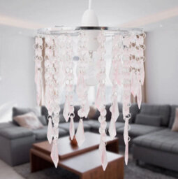 Modern Ceiling Lightshade Pendant Shade Chrome With Pink Acrylic Jewels - thumbnail 3