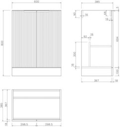 Affine Fluted 600mm White Floorstanding Vanity Unit Black Basin Soft Close Doors - thumbnail 6