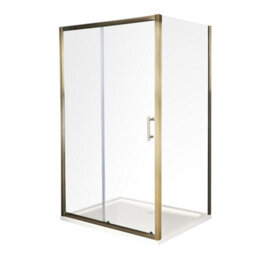 Homestylestore Antique Brass Reversible Wet Room Corner Sliding Door Shower Enclosure With White Tray 1200 X 800mm - thumbnail 1