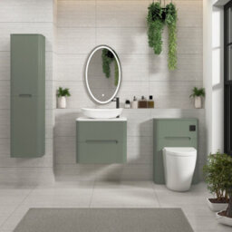 Royal Bathrooms Venice 600mm Sage Green Wall Mounted Bathroom Countertop Vanity Unit 2 Drawer With Cesar Basin - thumbnail 4