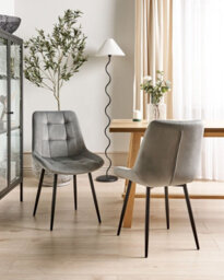 Beliani Set Of 2 Dining Chairs Melrose Velvet Light Grey - thumbnail 2