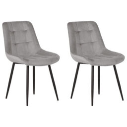 Beliani Set Of 2 Dining Chairs Melrose Velvet Light Grey - thumbnail 1