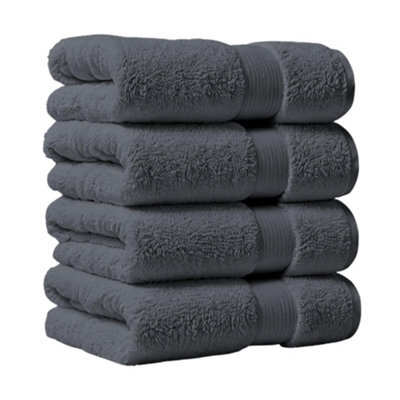 Aten Homeware Steel Grey Egyptian Cotton Bath Hand Towels - 40X70Cm - 4 Pack - image 1