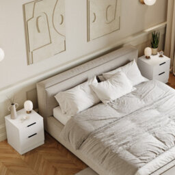 Lassic Vida Designs Trega White 2-Drawer Bedside Chest Engineered Wood, (H)410mm X (W)390mm X (D)280mm, Set Of 2 - thumbnail 2