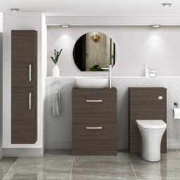 Royal Bathrooms 600mm Grey Elm 2 Drawer Free Standing Bathroom Vanity Unit With Basin & Elva Countertop Sink - thumbnail 2