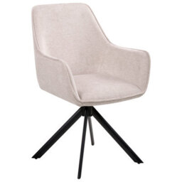Beliani Dining Chair Swivel Mornas Faux Linen Light Beige - thumbnail 1