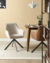 Beliani Dining Chair Swivel Mornas Faux Linen Light Beige - thumbnail 2