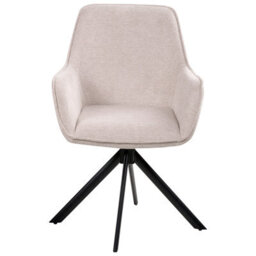 Beliani Dining Chair Swivel Mornas Faux Linen Light Beige - thumbnail 4