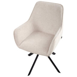 Beliani Dining Chair Swivel Mornas Faux Linen Light Beige - thumbnail 6