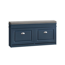Shoe Cabinet Storage Bench Hallway Narrow Shoe Rack With Seat Cushion 2 Flip Doors, Blue,sobuy Fsr64-B