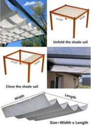 Grey 1X3M Rectangular Shade Sail Waterproof Retractable - thumbnail 4