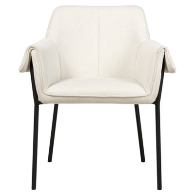 Wyld And Coco Novaluxe Armchair - Light Beige Polyester Upholstery, Black Metal Legs, Retro Glam Living Room Chair - image 1