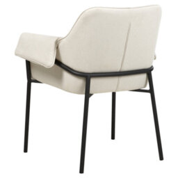Wyld And Coco Novaluxe Armchair - Light Beige Polyester Upholstery, Black Metal Legs, Retro Glam Living Room Chair - thumbnail 5