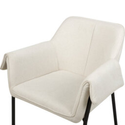 Wyld And Coco Novaluxe Armchair - Light Beige Polyester Upholstery, Black Metal Legs, Retro Glam Living Room Chair - thumbnail 6