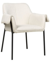 Wyld And Coco Novaluxe Armchair - Light Beige Polyester Upholstery, Black Metal Legs, Retro Glam Living Room Chair - thumbnail 3