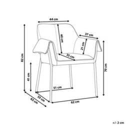 Wyld And Coco Novaluxe Armchair - Light Beige Polyester Upholstery, Black Metal Legs, Retro Glam Living Room Chair - thumbnail 4