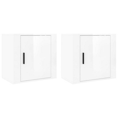 Berkfield Elegant Wall-Mounted Bedside Cabinets 2 Pcs High Gloss White 50X30X47Cm - image 1