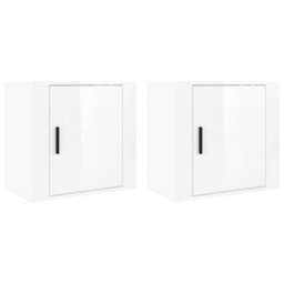 Berkfield Elegant Wall-Mounted Bedside Cabinets 2 Pcs High Gloss White 50X30X47Cm - thumbnail 1