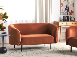 Beliani Sofa 2 Seater Loen Velvet Orange - thumbnail 2